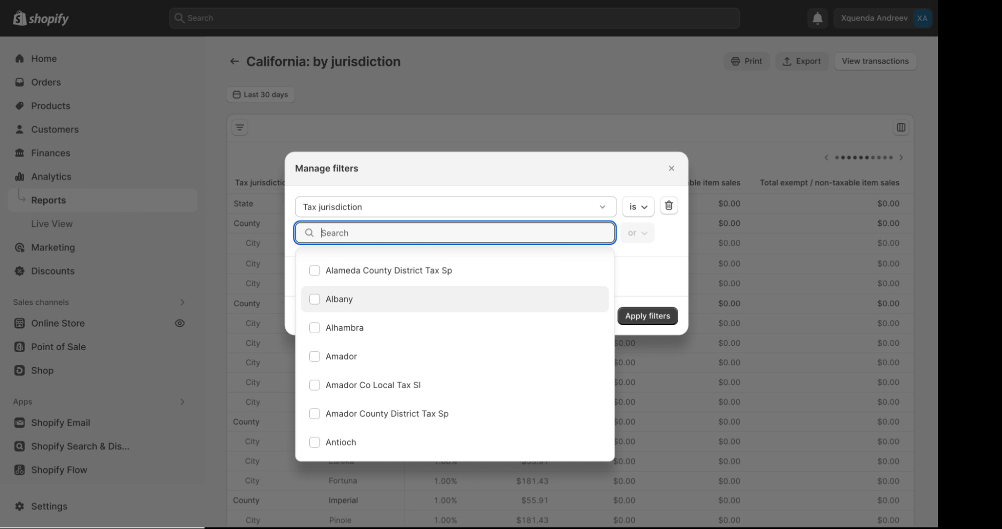detailed reports in shopify
tax