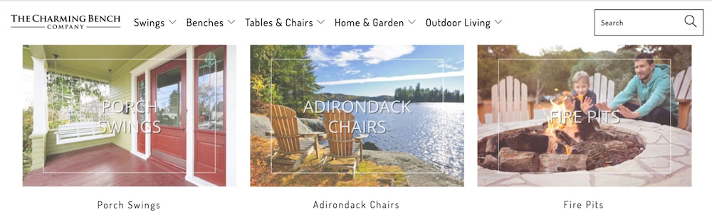 Screenshot of The Charming Bench Company
homepage.