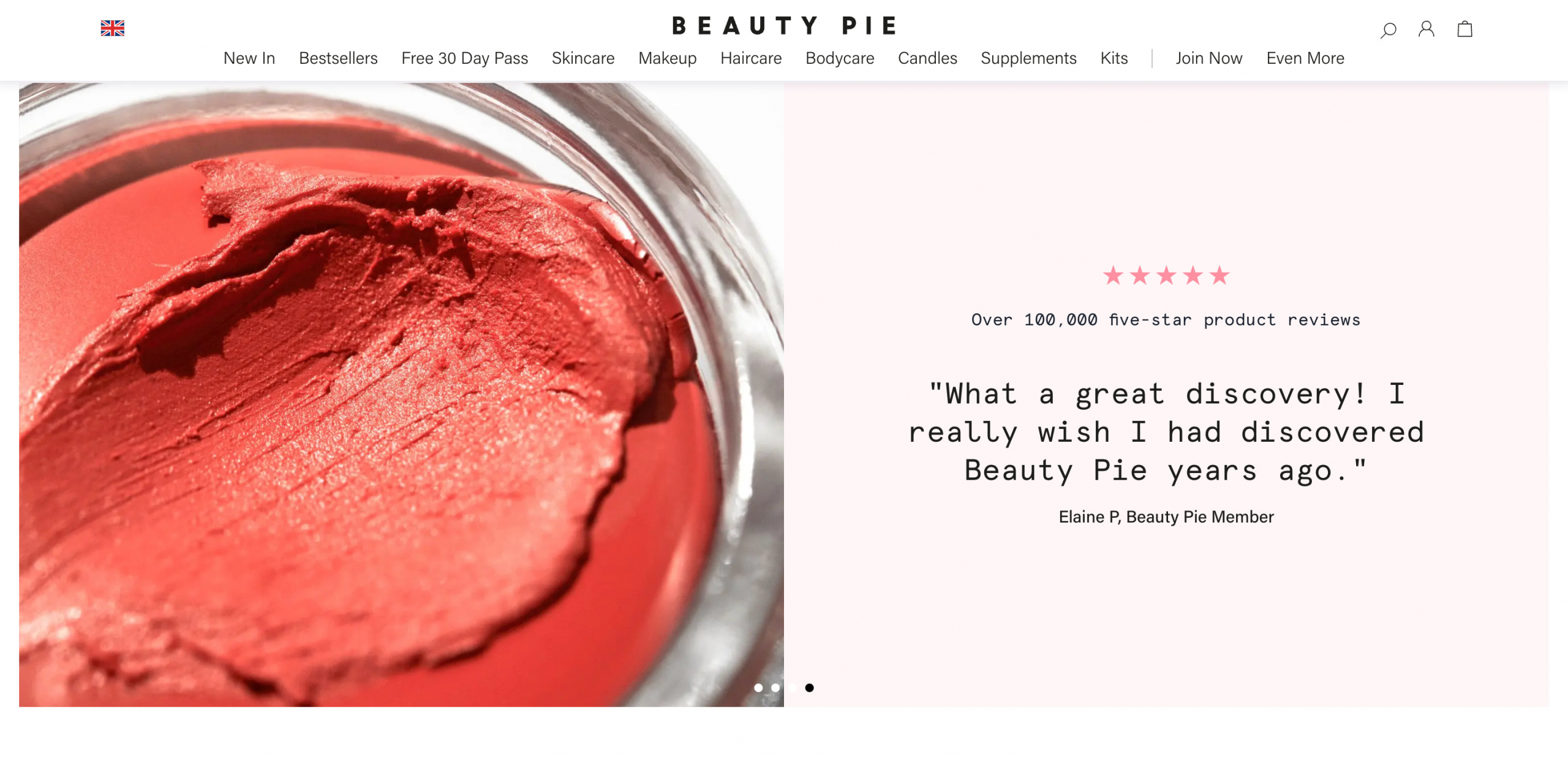 Ecommerce homepage for the brand Beauty
Pie