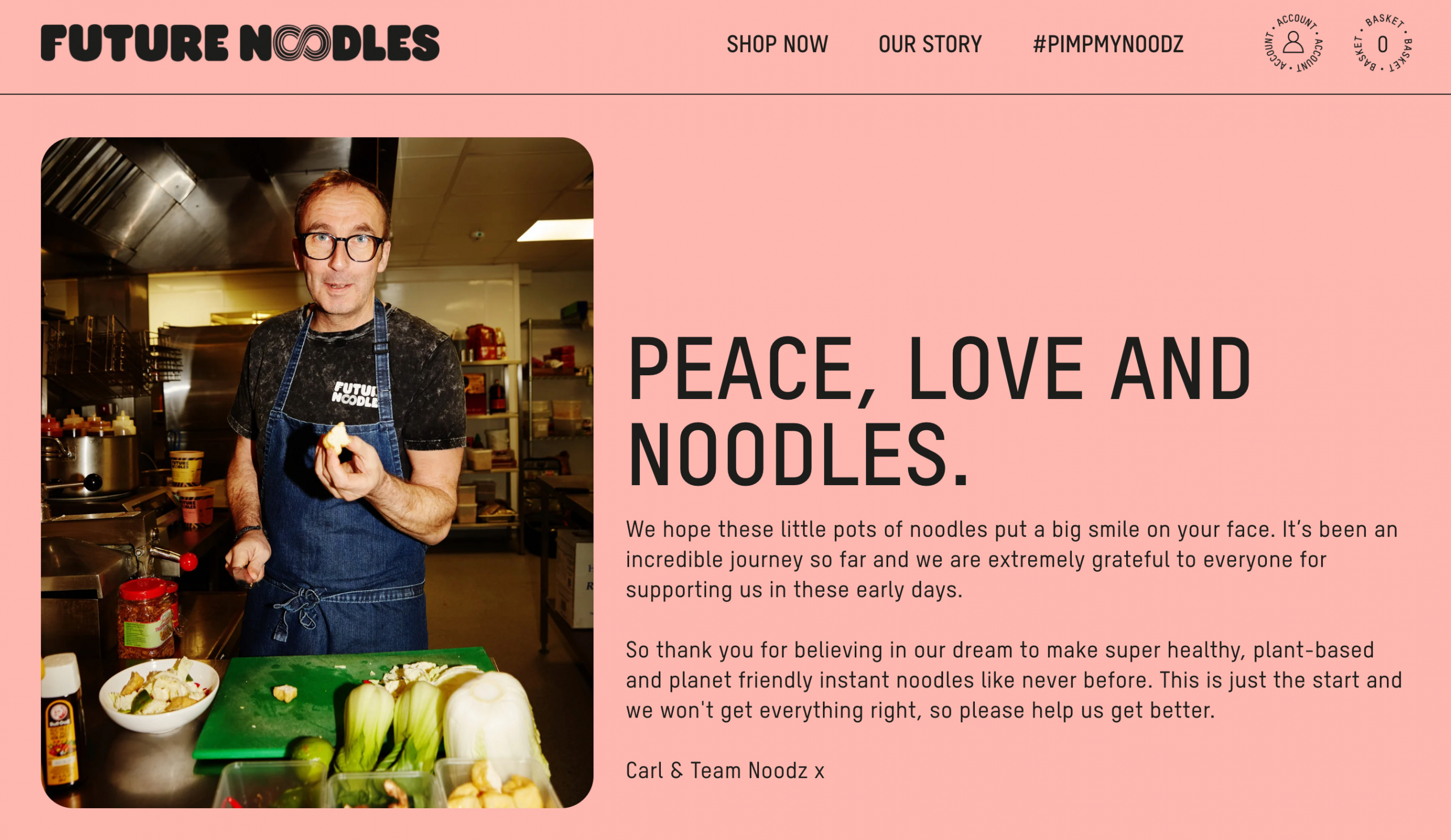 Ecommerce about page for online business Future
Noodles