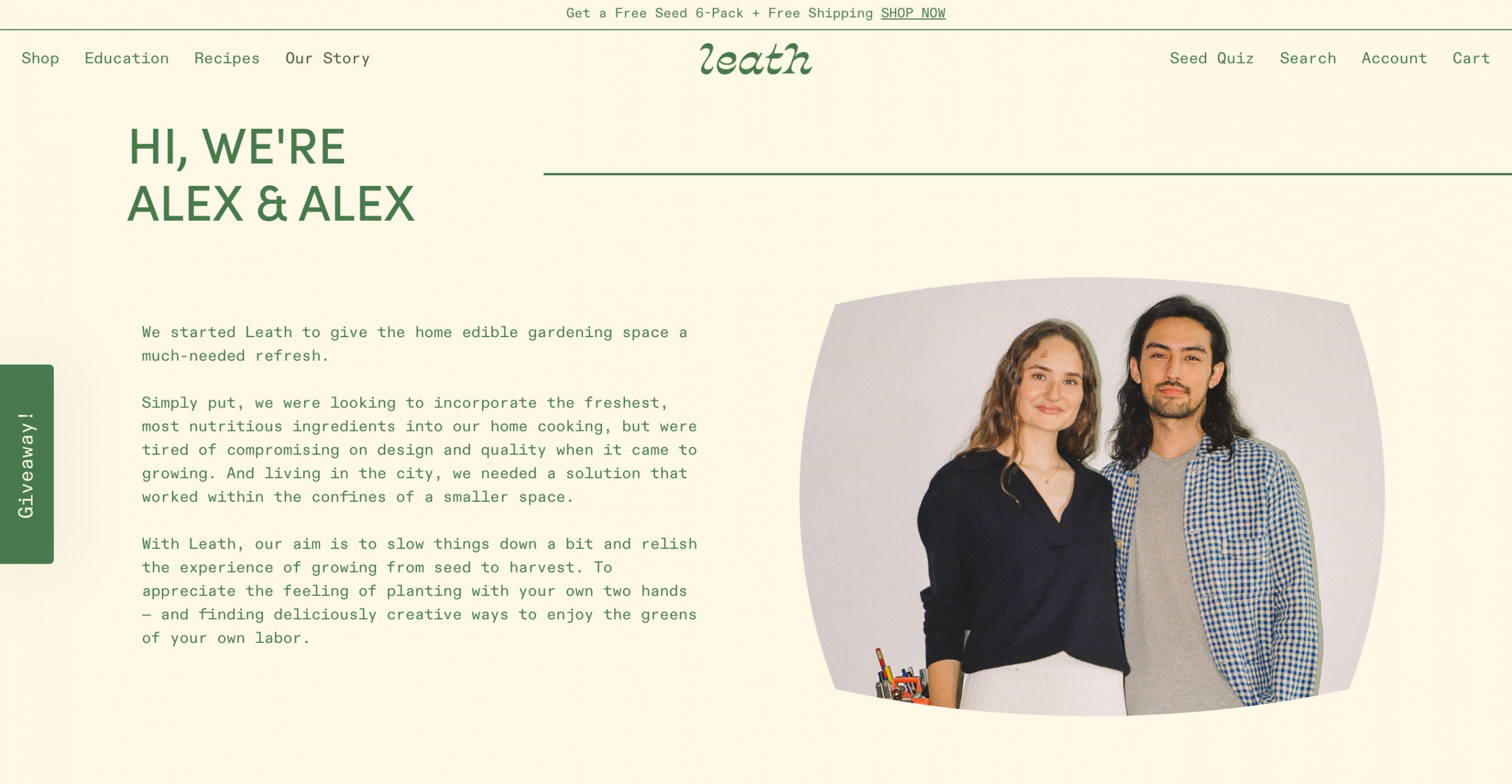 Ecommerce about page for online business
Leath