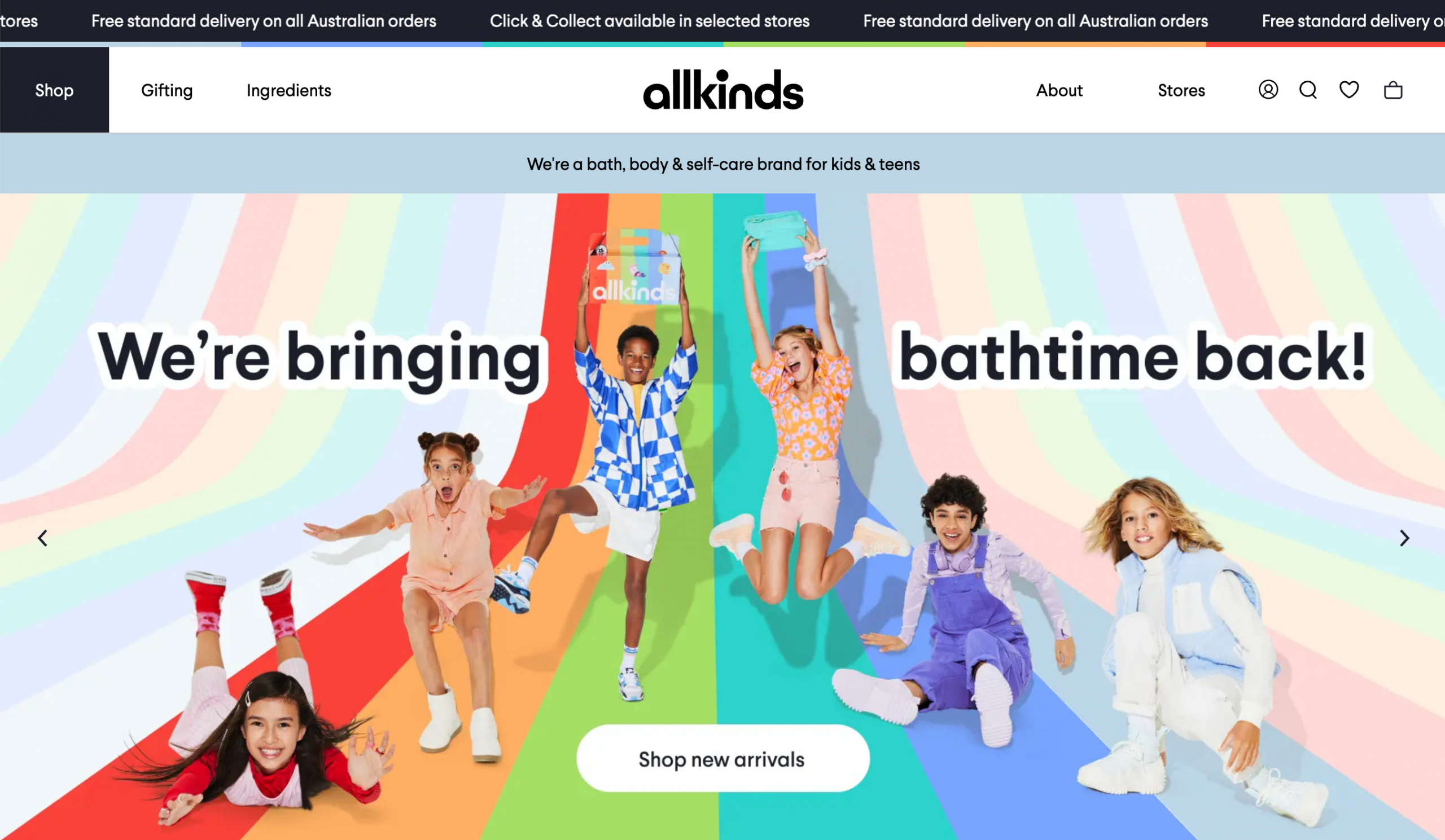 Ecommerce homepage for online brand
Allkinds