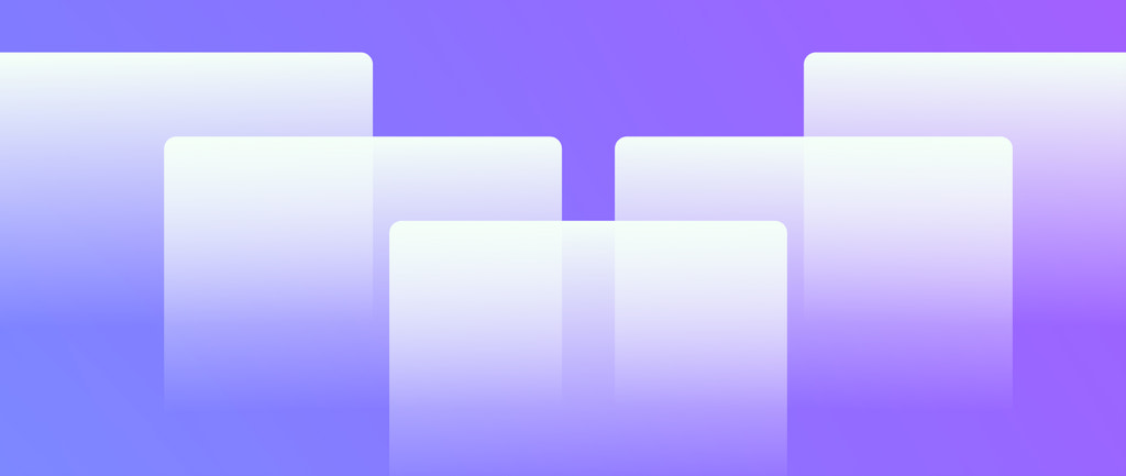 Cascading browser windows on a purple
background