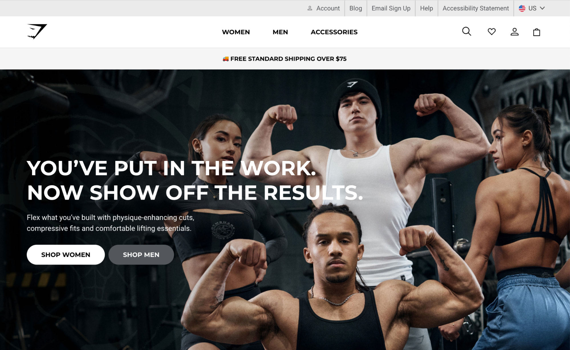Gymshark’s ecommerce website
homepage