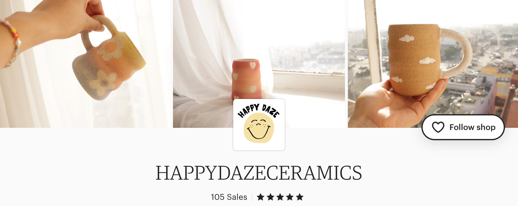 Screenshot of Happy Daze Ceramics’ smiley face logo.
