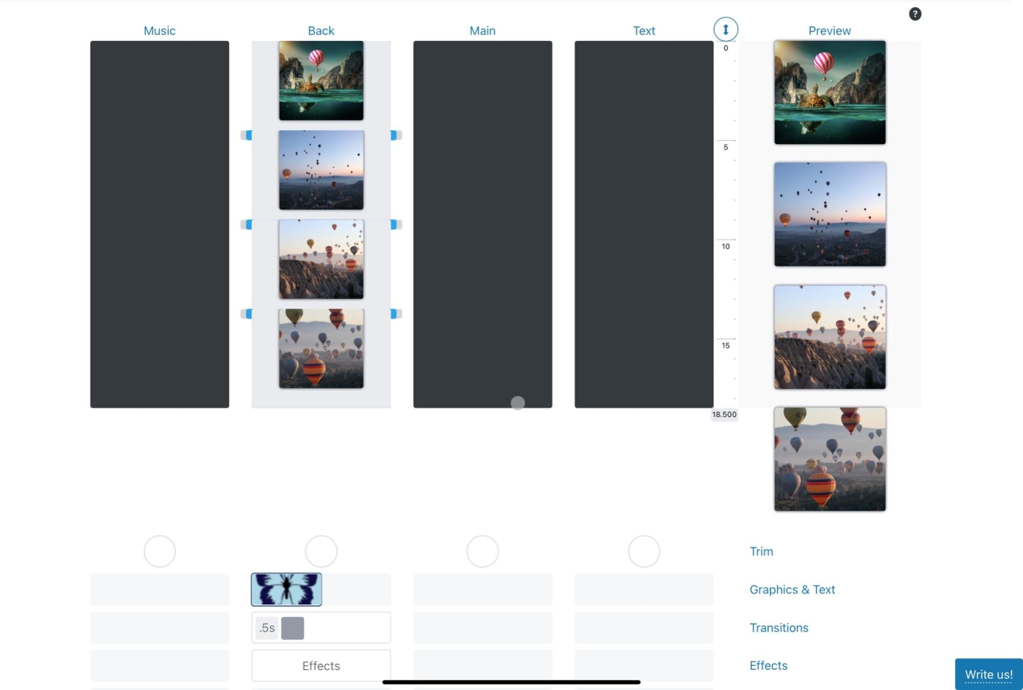 Screenshot of movie maker online video editing
software