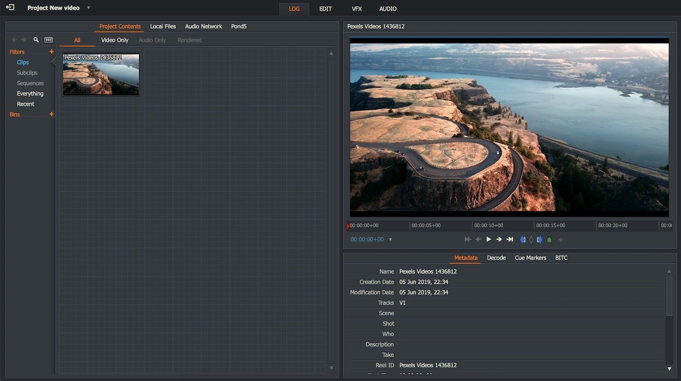 Lightworks video
editor