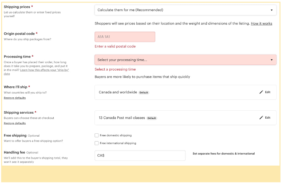 Screenshot of listing details on Etsy.

