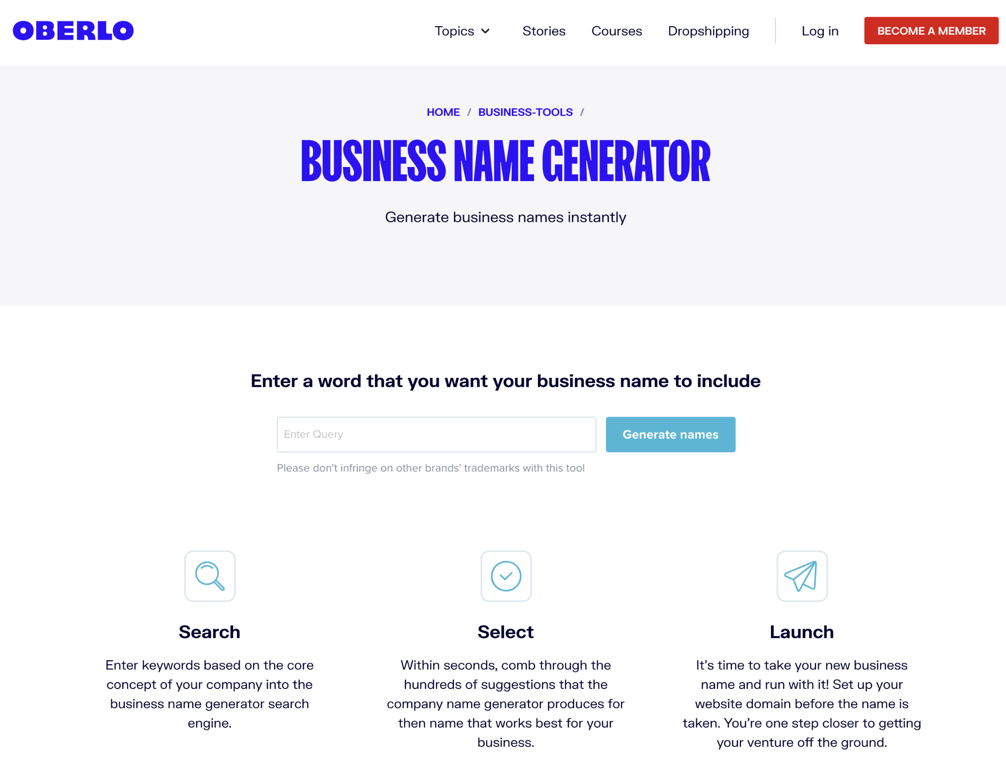 Oberlo shop name
generator