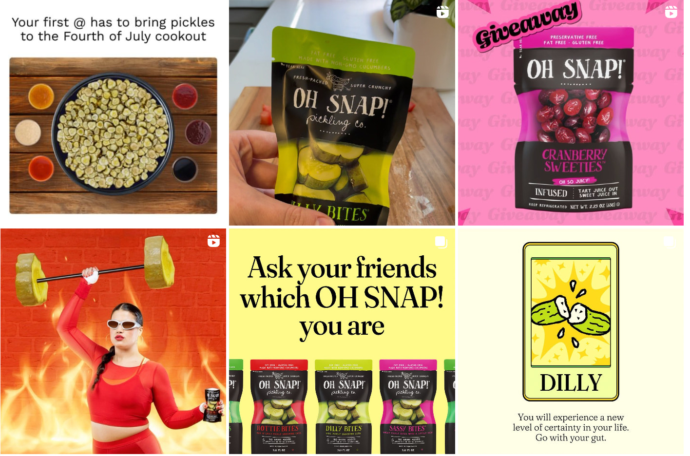 Oh Snap! Pickling Co.’s Instagram feed showing a variety of different
content types. 