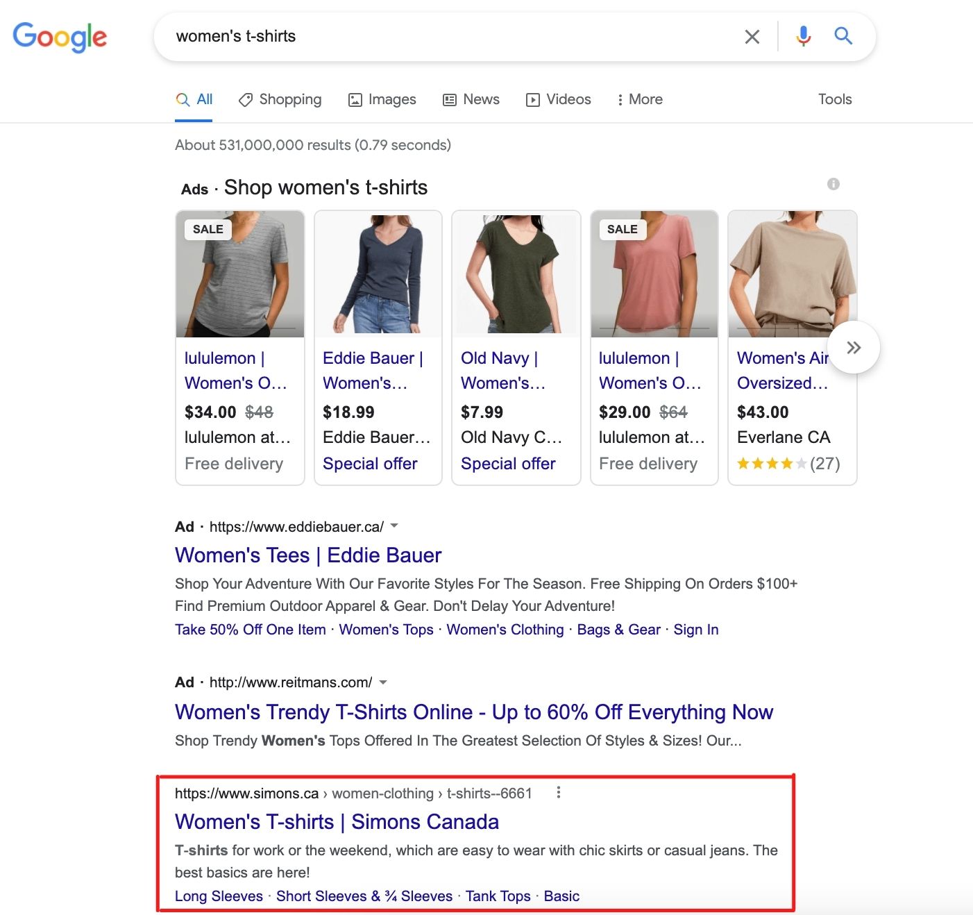 Organic search result
example