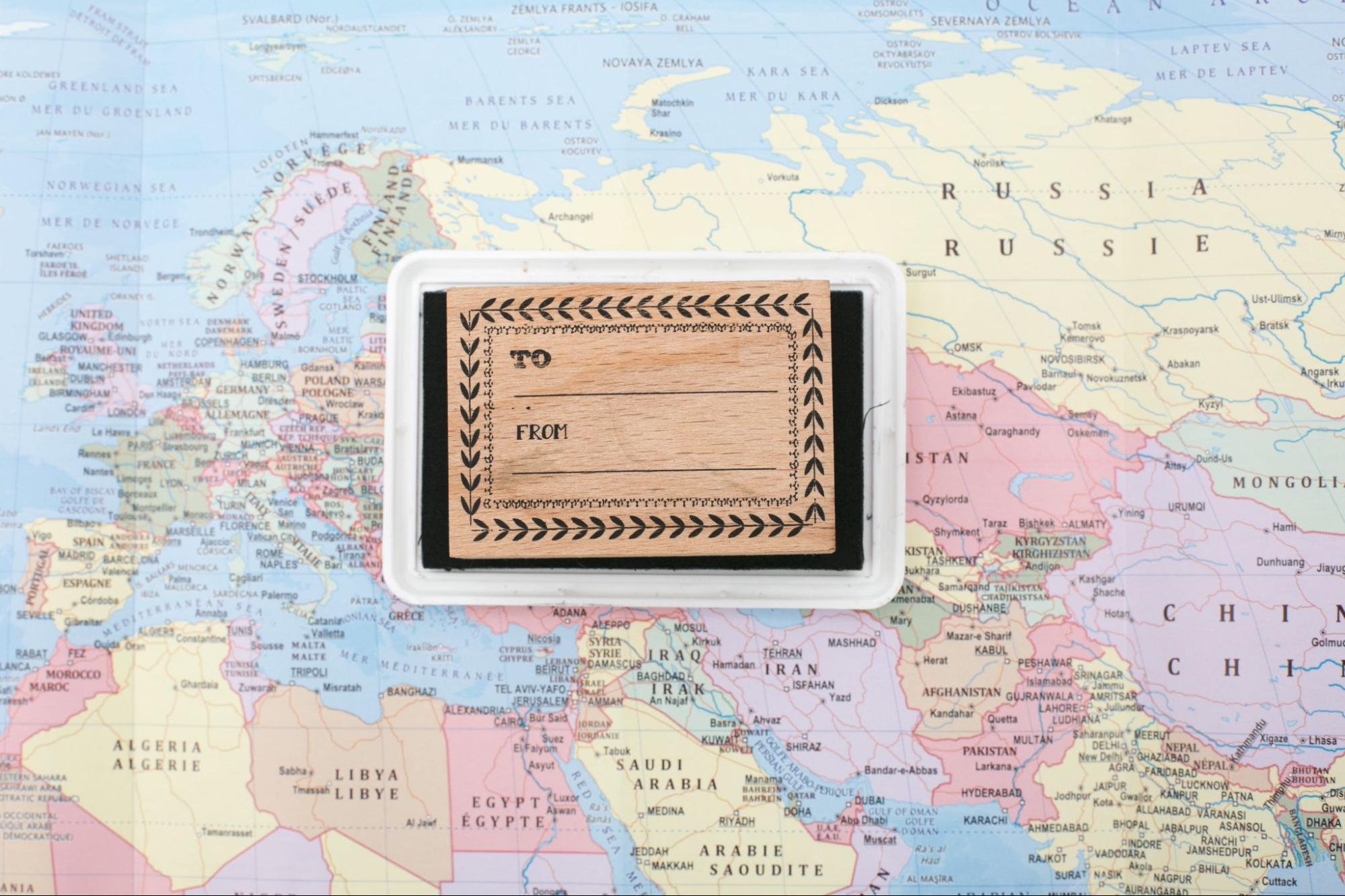 A shipping label that is ready to go anywhere in the
world.