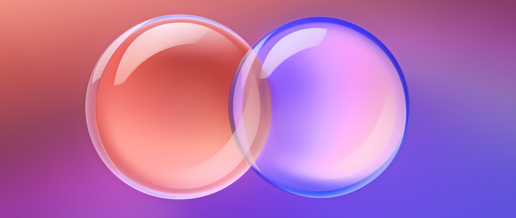 Abstract digital illustration of two bubbles
merging