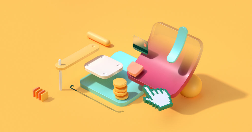 Illustration showing the many parts of the Shopify product working
together