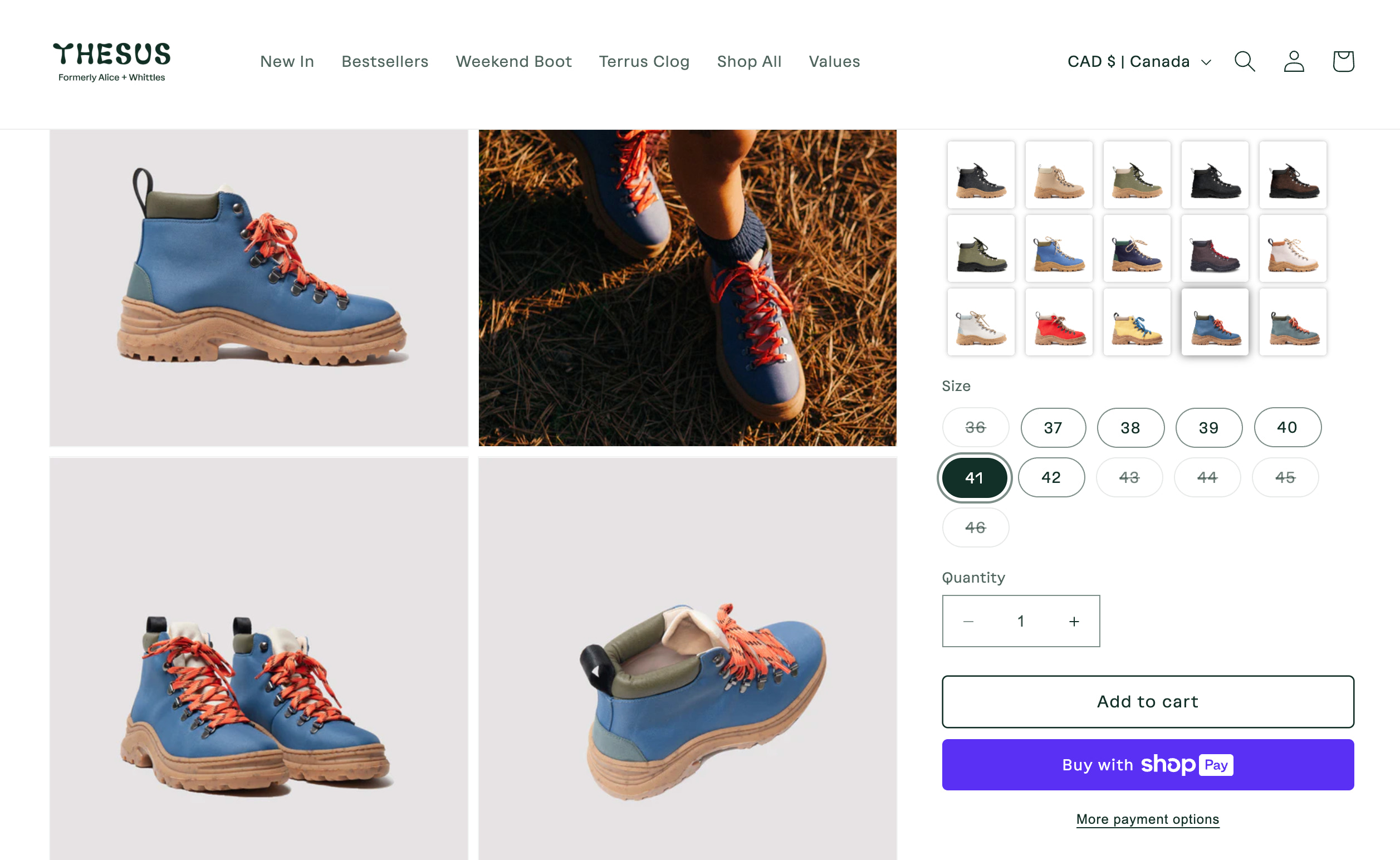 Thesus Boot Company 的电子商务网站