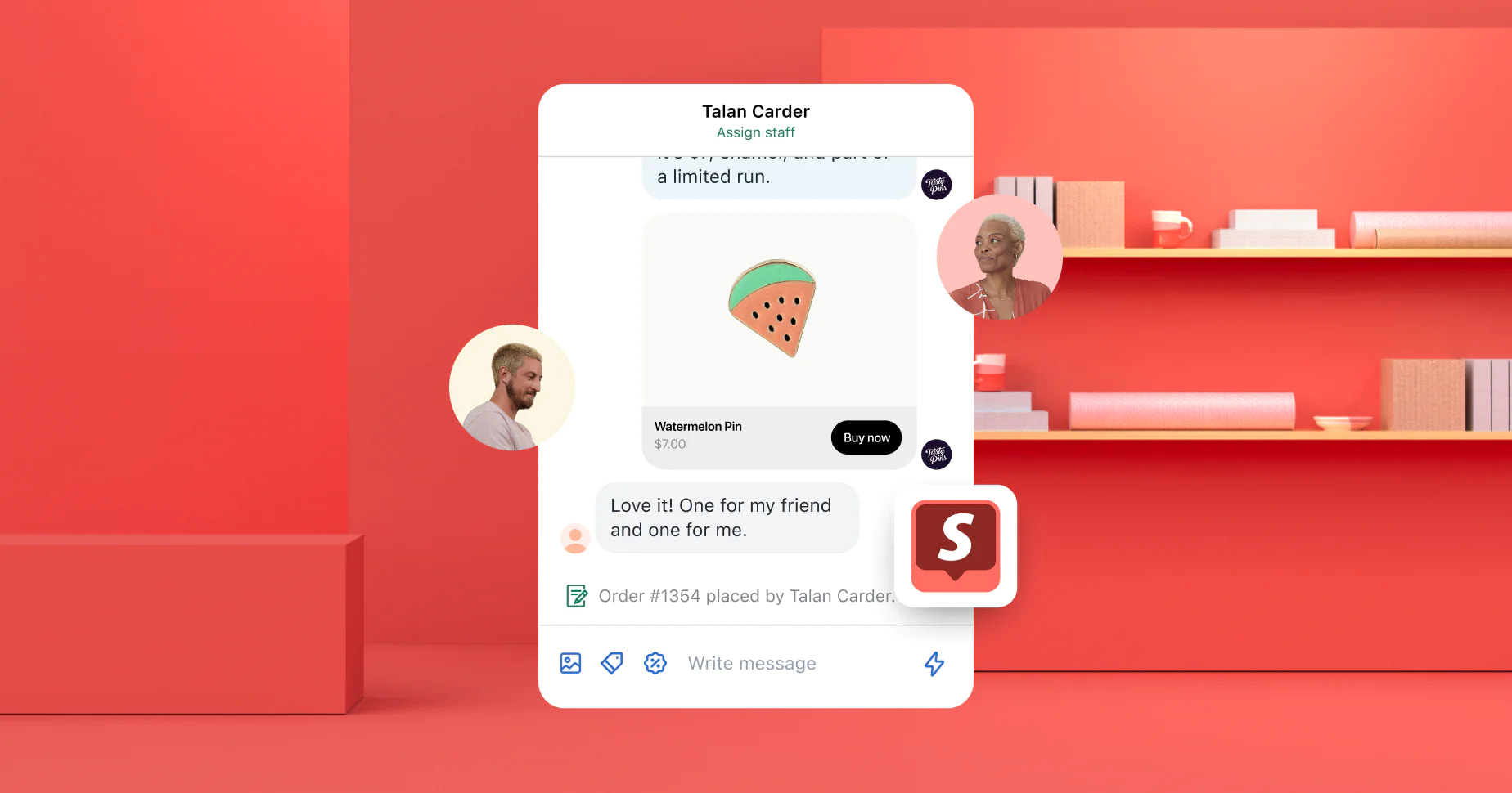 通过 Shopify Inbox 进行实时聊天对话的示例
