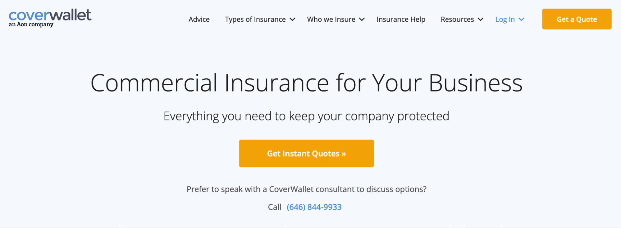 CoverWallet首页截图