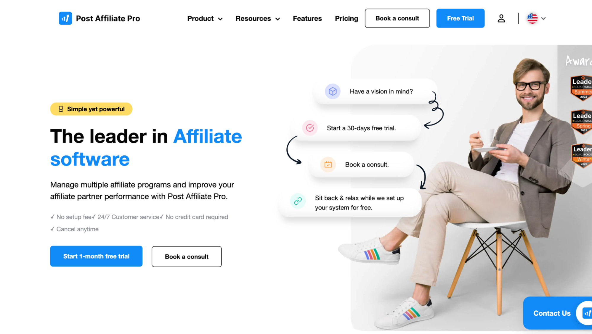 Post Affiliate Pro 主页的屏幕截图