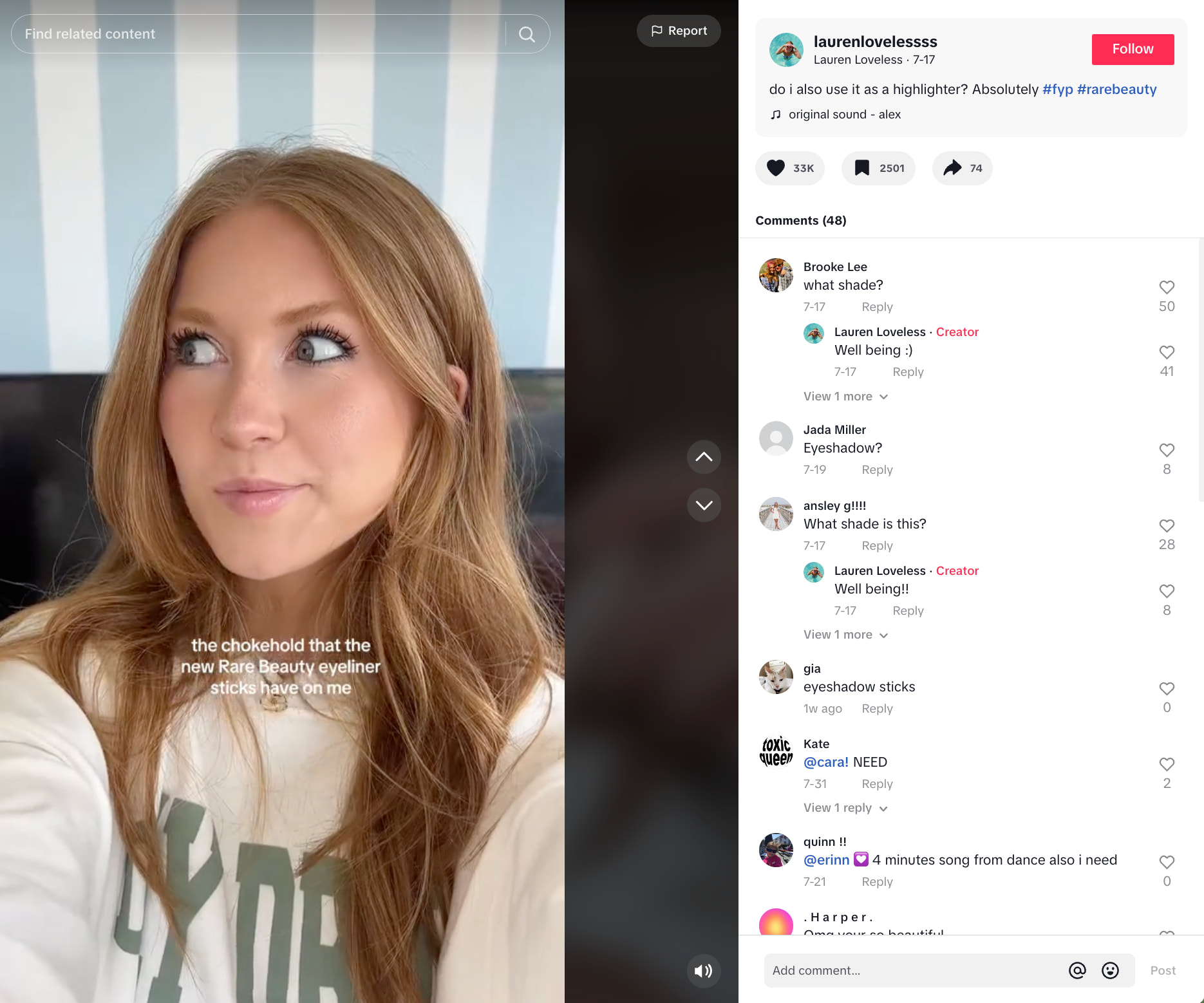 Lauren Loveless 的 TikTok 截图