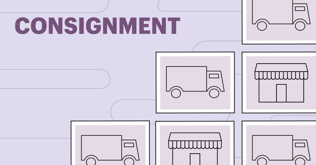 寄售特色图像，显示一辆卡车和紫色背景的业务。