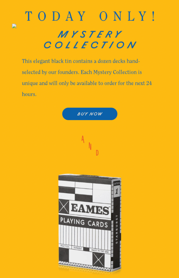 来自Art of Play 的电子邮件，宣传带有插图的一副纸牌套装的神秘系列。
