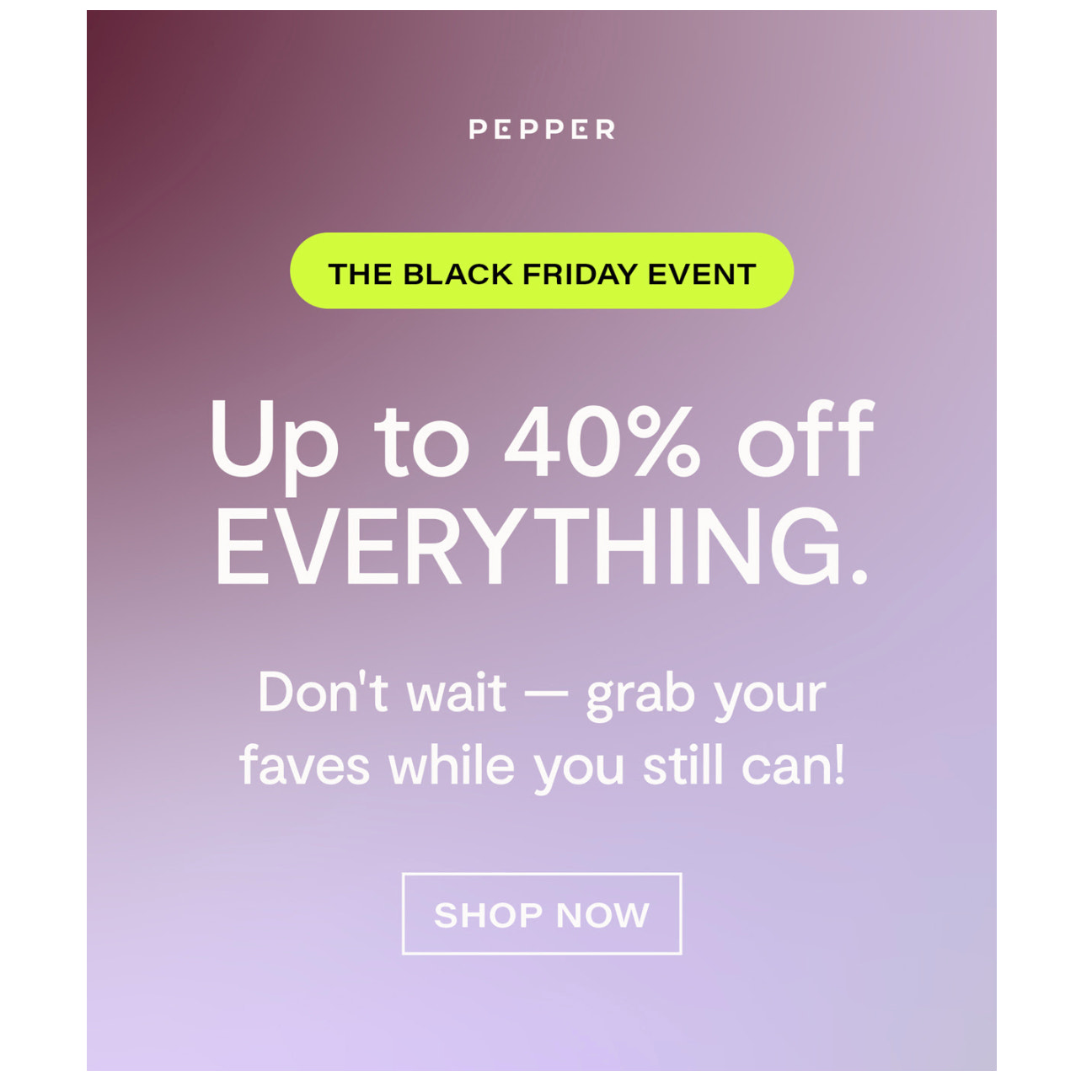Pepper 简单提醒电子邮件的屏幕截图。
